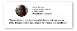 témoignage Marie Sudron Paris Mozart Orchestra utilise la fonctionnalité DPAE